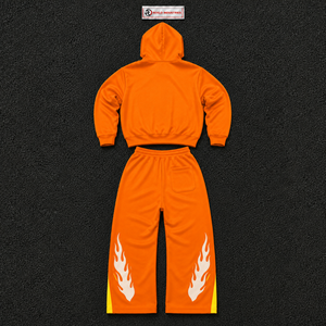 <b>Orange</b> Flame Skull Tracksuit Men Streetwear <b>Hoodie</b> And Jogger Set Gothic Fire Graphic Two Piece Outfit Oversized Pullover Sweats - Product Image 6