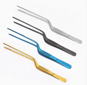 Nonstick Coated 20cm Chef Plating Tweezers Stainless Steel Anti-Slip Dishwasher Safe Offset Kitchen Tongs Precision <b>BBQ</b> Serving - Product Image 5