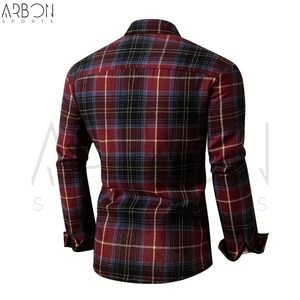 Chemise en flanelle à carreaux pour hommes, nouvelle tendance, coupe ajustée, tissu doux, design rétro, vente en gros OEM, manches longues - Product Image 2