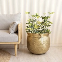 Urne de Jardin en Métal Durable, Finition Sculptée à la Main, Capacité Personnalisable, Collection Cuivre pour Fleurs Décoratives et Arbustes, Élégante