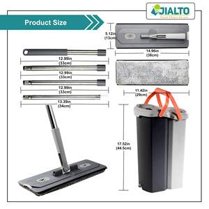 <b>Flat</b> <b>Mop</b> and Bucket Set with 2 Self Wringing <b>Mop</b> with Microfiber Pads 360° Rotating Handle Home Kitchen Bathroom & Office - Product Image 3