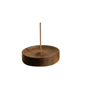 Modern Solid Sandalwood Incense Burner Hand-Made Round Base With Metal <b>Stick</b> Holder Aromatic <b>Diffuser</b> for Home Meditation - Product Image 2