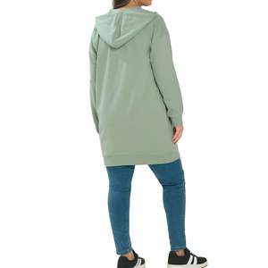 Sudadera con capucha larga para mujer, con cremallera, estilo casual, oversize, con logo personalizado, OEM, al por mayor - Product Image 3