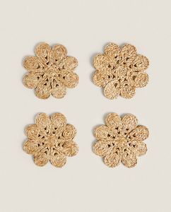 Sous-verre en rotin tressé à la main, design moderne et élégant, motif spirale naturelle en forme de pétale, pour table à manger, boissons et décoration intérieure stylée - Product Image 1