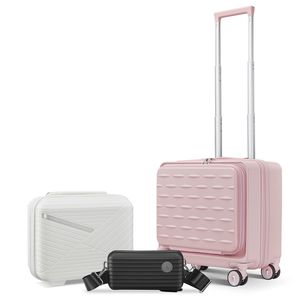 18\" Hard Shell Travel Suitcase for Women Men Front Open Door <b>Laptop</b> Interlayer Built-In TSA <b>Lock</b> Lightweight PC Carry-Ons - Product Image 1