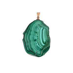 Pendentif en malachite naturelle, stalactite, laiton plaqué or, 22,7 g, pierre verte unique - Product Image 1