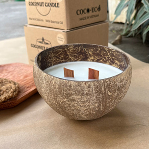 เทียนกะลามะพร้าวกลิ่นกุหลาบ300กรัมขี้ผึ้งมะพร้าว/เทียนหอมธรรมชาติหอมหวานและเย้ายวนกลิ่นกุหลาบ - Product Image 2