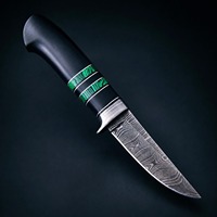 Couteau de chasse à lame fixe en acier Damas fait main sur mesure, pointe tombante, manche incrusté vert, longueur totale 9 pouces, usage industriel/DIY