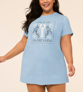 Vestido de dormir térmico de verano para mujer, talla grande, 100% algodón, manga corta, cuello redondo, ajuste holgado, largo hasta la rodilla, con estampado de letras - Product Image 6