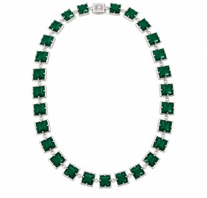 Collier pendentif en onyx vert vintage plaqué argent 925 avec chaîne à maillons et fermoir carré pour cadeau de mariage - Product Image 1