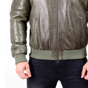 Chaqueta de Cuero Unisex con Cuello Alto Texturizado y Diseño Frontal, Color Personalizado para Grabado en Relieve - Product Image 3