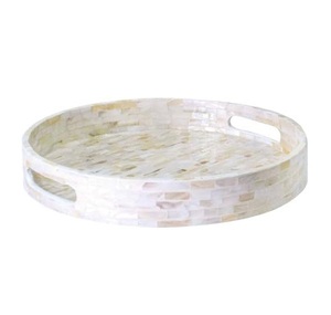 Home And <b>Kitchen</b> Food <b>Storage</b> & <b>Container</b> Tray 100% Handmade High Quality Mother of Pearl Serving Tray Hotel Tea Foods Party Us - Product Image 4