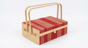 Natural Beige Bamboo <b>Gift</b> & Craft <b>Box</b> High Handle Luxury Woven Picnic Basket Vintage Gifting Hampers <b>Empty</b> Suitcase Decor Case - Product Image 3