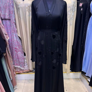 Abaya de mariage traditionnelle musulmane de Dubaï, faite à la main, de haute qualité, modeste, perlée et pailletée, à manches longues, respirante, col en V pour femme - Product Image 1