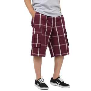 Pyjama court pour homme en coton tissé à carreaux, vente chaude - Product Image 3