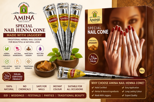 Henné pour ongles Halal Jaggery Herbal Amina, couleur foncée, pour nail art et tatouage, facile à appliquer, haute qualité - Product Image 5