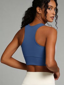 High Coverage Sport Brassiere Seamless <b>Compression</b> Long Line Bra Removable Cups Training <b>Top</b> Fitness Apparel Wholesale Blanks - Product Image 5