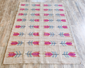 Hand Woven Jute Flat Weave Non-Slip Eco-Friendly Pet Friendly Kilim Area Rug Geometric Arrow Pattern Floor <b>Mat</b> for Living Room - Product Image 1