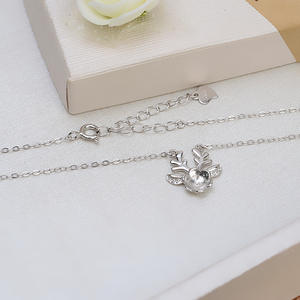 Pendentif en argent S925 en forme de cornes de cerf, 7-8 perles, accessoires de bijoux DIY, collier personnalisé pour femme, semi-fini 1461 - Product Image 3