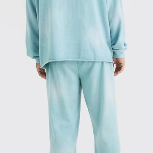 Ensemble sweat-shirt à capuche et pantalon de jogging pour homme, couleur unie, tricoté, 100% coton molletonné, tenue décontractée d'automne, taille à cordon de serrage - Product Image 5