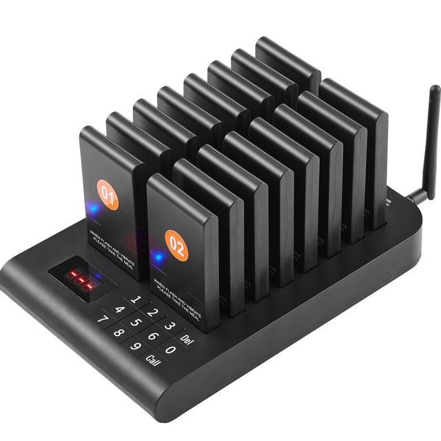 Wireless Restaurant Pager System 500m Long Range for Queueing Guests Clinical Waiting Features Beepers Vibration Customer