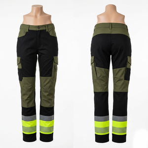 Men And Womens Safety <b>Work</b> <b>Pant</b> 240 GSM Premium Polyester Fabric Neon Yellow Reflective Leg Panels Custom Logo Print Embroidery - Product Image 3