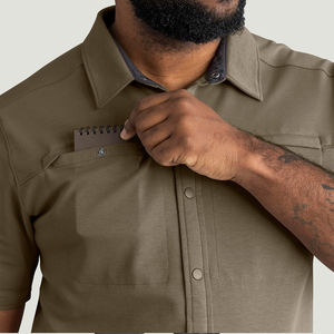 Camisas de trabajo de algodón de manga corta para hombre, uniformes personalizados para empresas, para almacén, construcción en exteriores, con impresión de logotipo. - Product Image 3