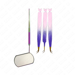 2026 ODM Private Label 4 Piece Stainless Steel Eyelash Tweezers Set with Mirror High Quality Beauty <b>Tool</b> for Extensions - Product Image 5