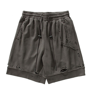 Pantalones Cortos de Algodón French Terry Pesado para Hombre, con Lavado Ácido, Estilo Vintage, Bajo Deshilachado, Malla Transpirable para Gimnasio, OEM, Venta al por Mayor - Product Image 4