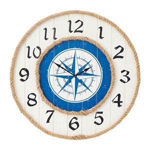 Handcrafted Teak Wood Ship Wheel Wall <b>Clock</b> with Anchor Design | Wholesale - Product Image 2