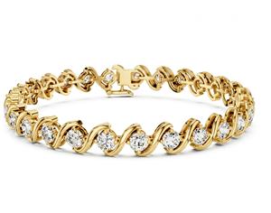 Infinity wave diamond tennis <b>bracelet</b> with round brilliant stones elegant luxury wrist jewelry for timeless graceful fashion - Product Image 1