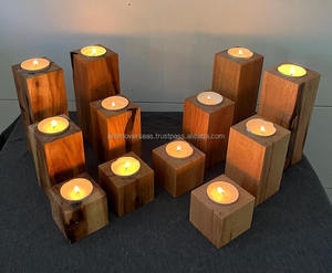 Porte-bougie en bois de luxe, décoration en bois faite à la main pour la salle à manger et le salon, unique, pot à bougie - Product Image 2