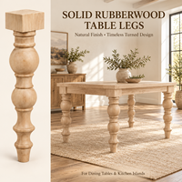 Pied de table en bois massif, pied de meuble en bois massif, dessus carré tourné, style traditionnel, base de table robuste, usage domestique et professionnel
