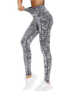Leggings taille haute unis pour femmes, extensibles, respirants, écologiques, en Spandex/Polyester, longueur intégrale, pour le yoga et l'entraînement - Product Image 6