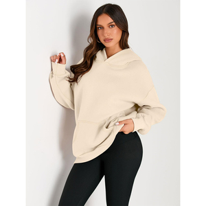 Sweat-shirt à capuche oversize en polaire épaisse pour femme, grande taille, manches longues, anti-boulochage, respirant, hiver, automne, décontracté - Product Image 3