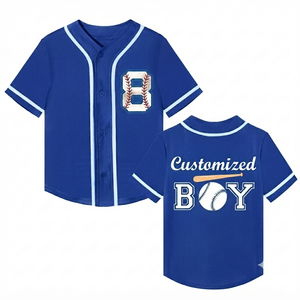 Maillot de baseball personnalisé en maille polyester respirante bleu roi, fermeture boutonnée, haute qualité, couleur unie, manches courtes - Product Image 1