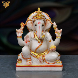 Pure White Marble Ganesh Statue | Handcrafted Lord Ganesha Idol | Premium Marble Ganpati Murti for Home Temple | 8 Inch - Product Image 2