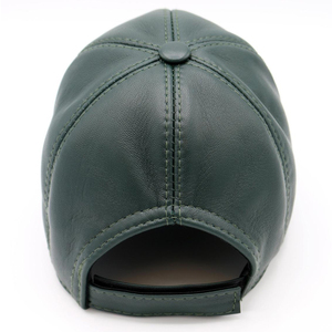 Casquette de baseball en cuir vert foncé de qualité supérieure, logo brodé en 3D, respirante, imperméable, unisexe, boucle métallique, coupe élégante, design personnalisé - Product Image 6
