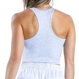 Camiseta sin mangas gris jaspeado para mujer, personalizada, ajustada, para entrenamiento, gimnasio, yoga, ropa deportiva elástica, informal, para fitness, OEM - Product Image 3