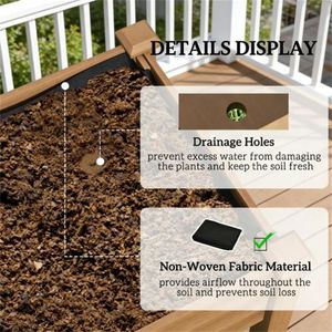 Fioriera Rialzata Marrone Pratica con Riparo Solare per Giardinaggio Esterno - Product Image 3