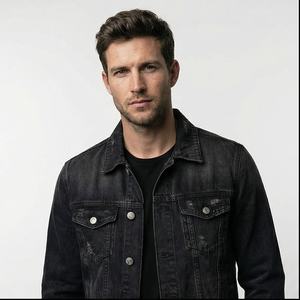 Vente en gros de vestes pro personnalisées pour hommes vestes en jean délavé top ventes vêtements de rue veste streetwear à la mode - Product Image 1