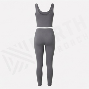 High Quality Womens Yoga Set Style Custom Design <b>Legging</b> Breathable Solid <b>Pattern</b> Elastic Waist Activewear Gear - Product Image 2