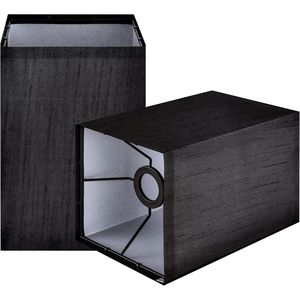 Juego de 2 Pantallas de Lámpara Cuadradas Modernas de Tela, Color Negro, Tamaño Pequeño L6.3"x W6.3"x H9.84", Elegantes y de Fácil Instalación - Product Image 1