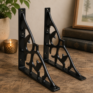 SHUBHAM Black Decorative Metal <b>Shelf</b> Bracket Wall Mount <b>Rack</b> Support for Kitchen Bathroom Living Room - Product Image 3