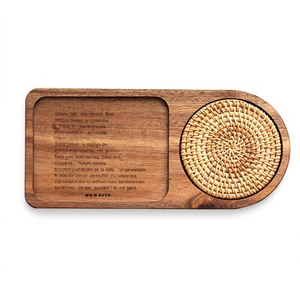 ถาดเสิร์ฟไม้ทำมือพร้อมหูจับแข็งแรง ลายพิมพ์สวยงาม สำหรับชา กาแฟ ขนม อาหารเช้า ตกแต่งห้องครัว ภาชนะบนโต๊ะอาหาร - Product Image 2