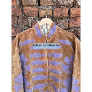 Boho Chic <b>Jacket</b> Handmade <b>Velvet</b> Suzani Embroidered <b>Jacket</b> Coat <b>Women's</b> Party Wear Coat With Two Side Pocket - Product Image 3