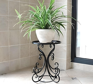 Support de plante décoratif haut pour une utilisation en intérieur et en extérieur |   Support de pot de fleurs en fer et table d'appoint de jardin en métal - Product Image 4