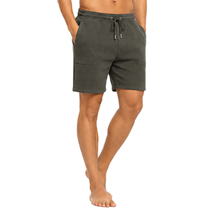 <b>Mens</b> Waffle Knit <b>Shorts</b> Premium Casual Summer Wear Elastic Waist Drawstring Lightweight Gym Workout Training Lounge <b>Shorts</b> <b>Mens</b> - Product Image 1