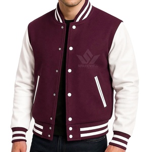 Blouson universitaire slim personnalisé unisexe en 100 % laine, séchage rapide, respirant, couleur unie, col en V, boutonnage frontal, transfert thermique - Product Image 4