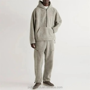 Sweat à capuche en polaire sherpa avec empiècements contrastés |   Pull Teddy multicolore avec poche kangourou |   Fournisseur de vêtements thermiques à poils longs - Product Image 2